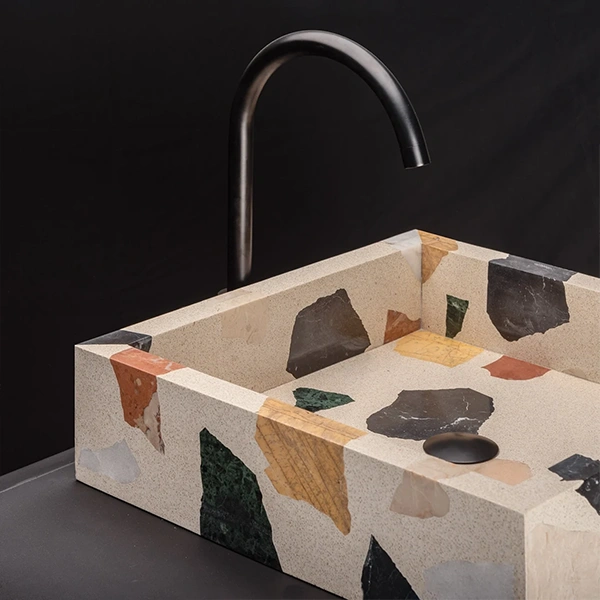 Lavabo cubique simple en Terrazzo Palladana