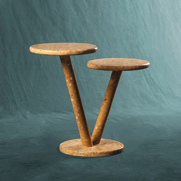 Table-desserte contemporaine en Terrazzo jaune