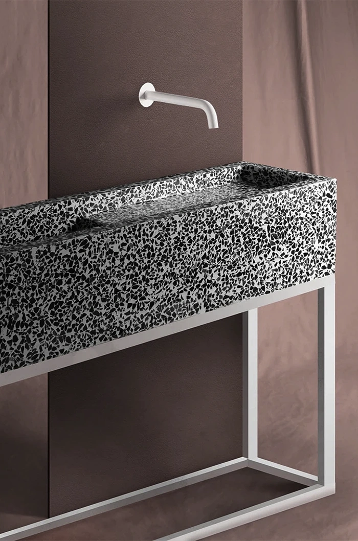Vasque rectangulaire en Terrazzo noir