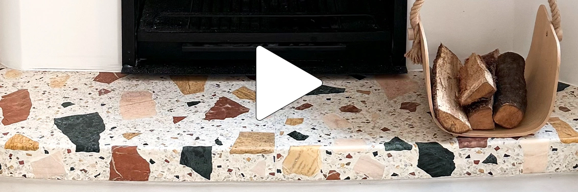 Marche de cheminée en Terrazzo de marbre