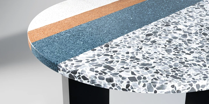 Table basse a motif rétro en Terrazzo