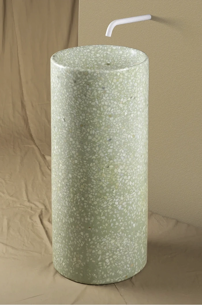 Lavabo-piedestal cylindrique de couleur vert pastel