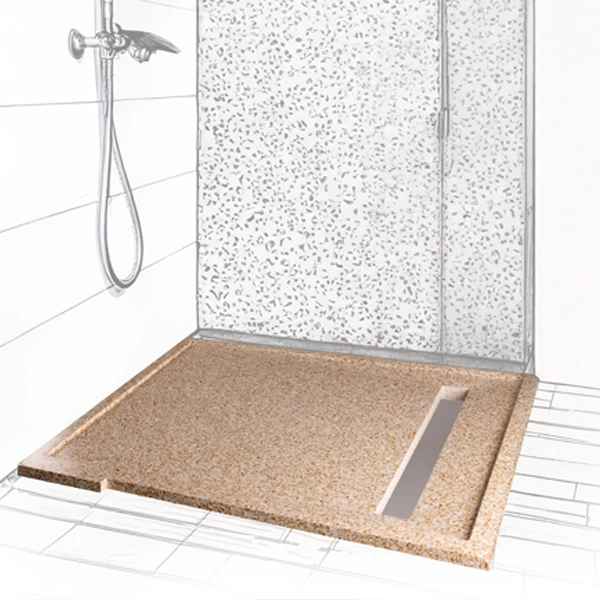Receveur de douche sur-mesure en Terrazzo saumon
