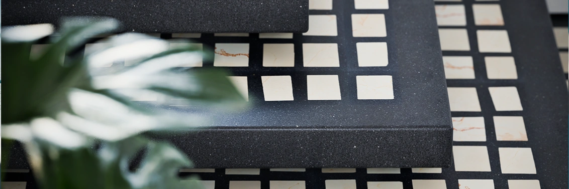 Escalier moderne avec des marches épaisses en Terrazzo de la collection ''Rectangle''