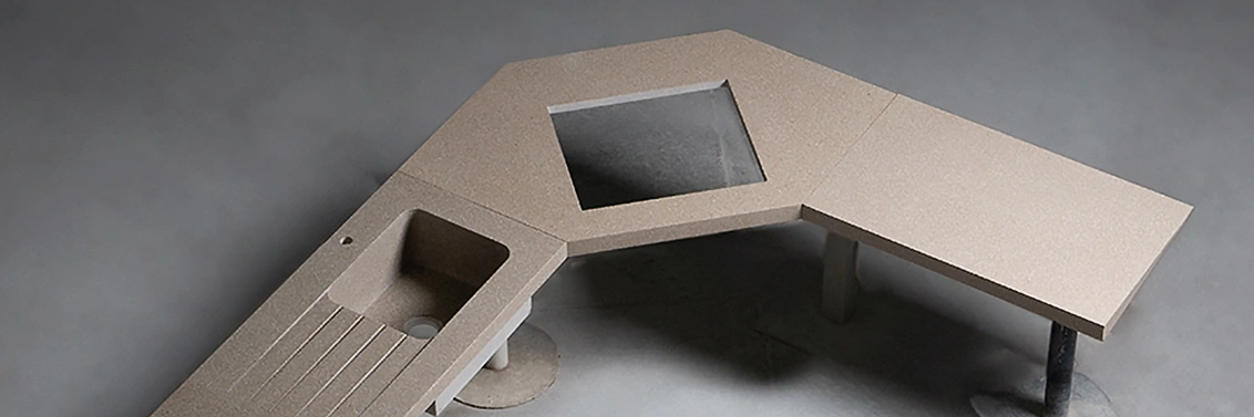 Plan de travail modulaire de grande dimension (livré en 5 pièces) en Terrazzo